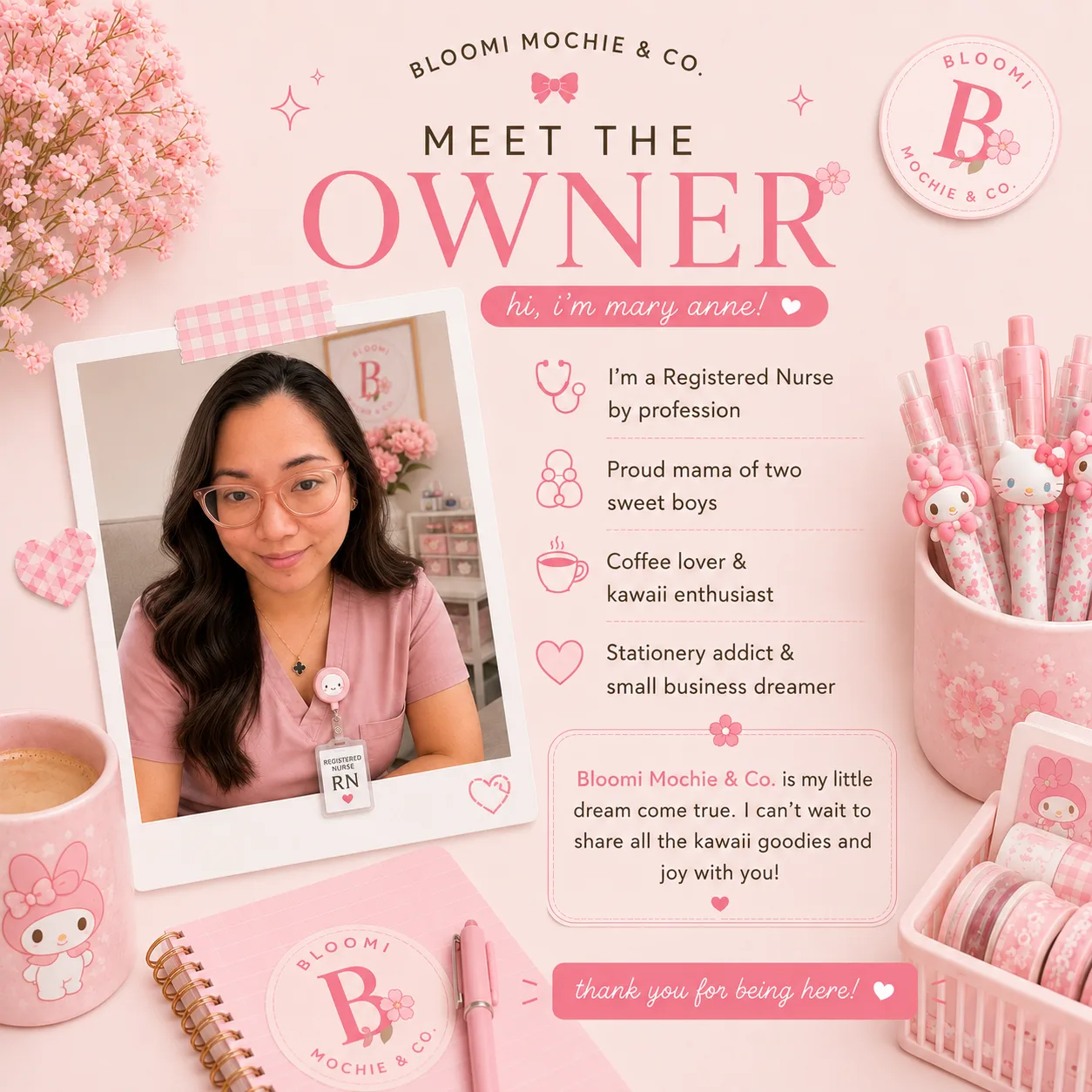 Mary Anne Raquino, founder of Bloomi Mochie & Co.