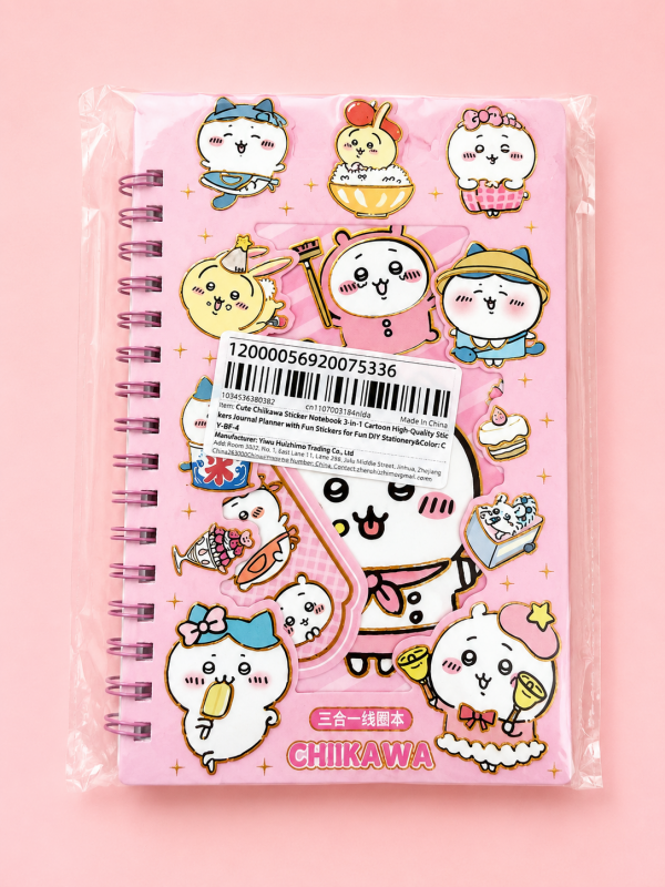 Pink Chiikawa Sticker Notebook Journal Planner 3-in-1
